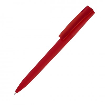 Ручка шариковая ZET  MIX, софт тач, темно-красная, клип фрост