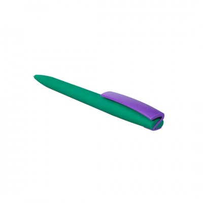 Ручка шариковая ZET  MIX, софт тач, зеленая с фиолетовым