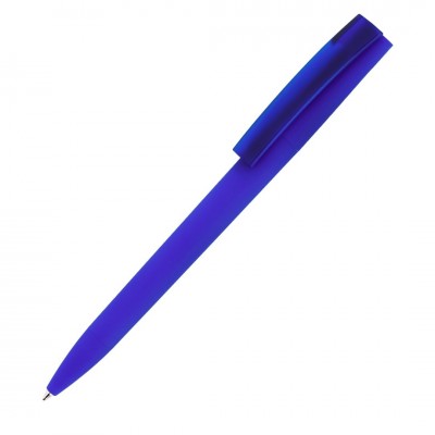 Ручка шариковая ZET  MIX, софт тач, синяя, клип фрост