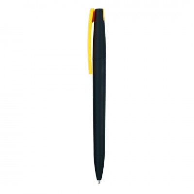 Ручка шариковая ZET  MIX, софт тач, черная с желтым
