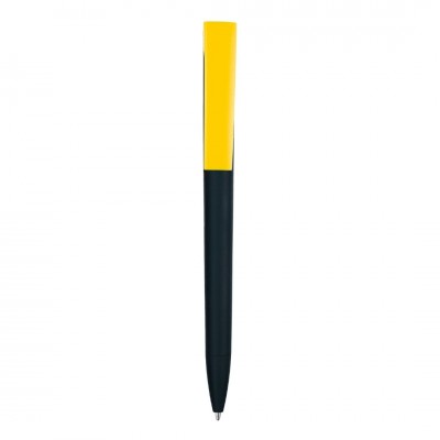 Ручка шариковая ZET  MIX, софт тач, черная с желтым