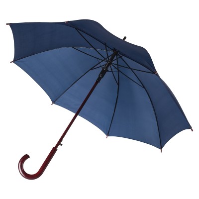 Зонт-трость 100см с деревянной ручкой, темно-синий