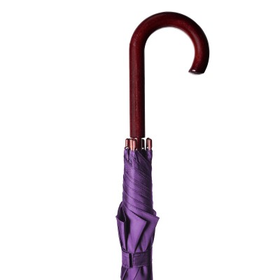 Зонт-трость 100см с деревянной ручкой, фиолетовый