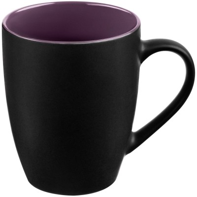 Кружка 340мл, матовая, черная с фиолетовым