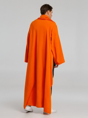 Плед с рукавами флисовый в чехле, оранжевый