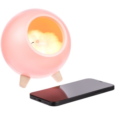 Беспроводная лампа-колонка с плюшевым котенком, розовая