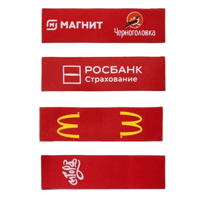 Лейбл тканевый 2х8см полиэстер, красный