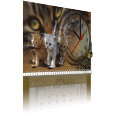 "Пушистые коты" Календарь квартальный с часами-макси