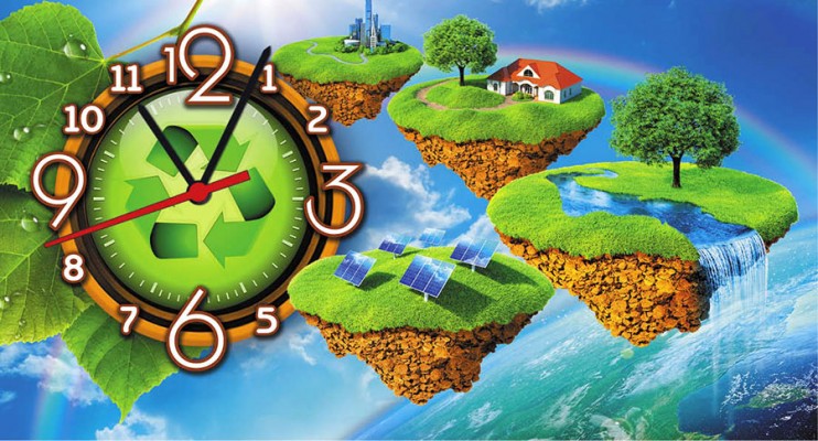 "Зеленая планета" Календарь квартальный с часами-макси