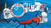 "Промышленная Россия" Календарь квартальный с часами-макси