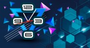 "Абстракция 2" Календарь квартальный с часами-макси