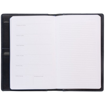 Еженедельник-портфолио 15х21см кожа, недатированный, синий