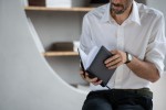 Еженедельник-портфолио 15х21см кожа, недатированный, синий