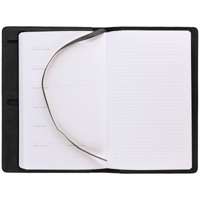 Еженедельник-портфолио 15х21см кожа, недатированный, черный