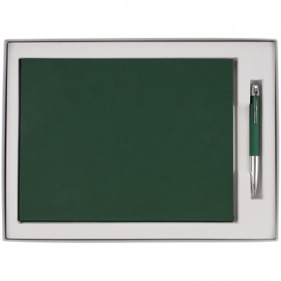Набор ежедневник с ручкой, зеленый