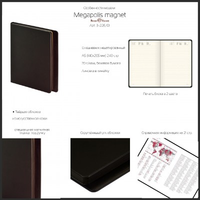 Ежедневник недатированный А5 "MEGAPOLIS MAGNET" синий