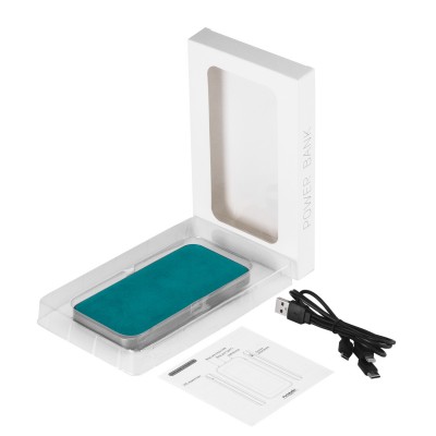 Внешний аккумулятор, In Velour, 10000 mah, бирюзовый, подарочная упаковка с блистером