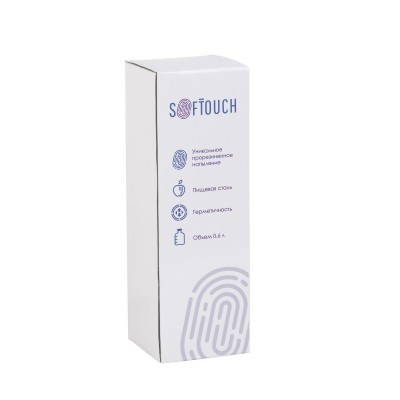 Бутылка спортивная, нержавеющая сталь/soft touch/пластик, 0,6 л., серый