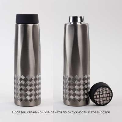 Термос 500мл, стальной корпус, крышка в покрытии soft touch, серый