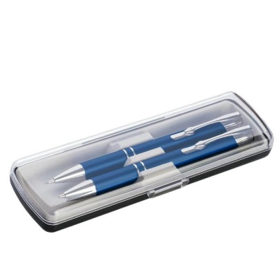 Набор: ручка и карандаш в футляре, темно-синий