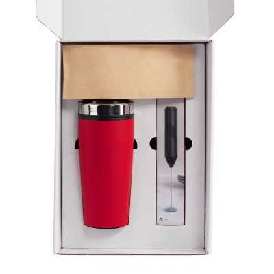 Набор: термостакан 500мл, кофе и капучинатор, красный