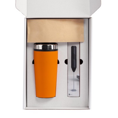 Набор: термостакан 500мл, кофе и капучинатор, оранжевый