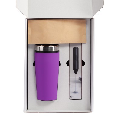 Набор: термостакан 500мл, кофе и капучинатор, фиолетовый