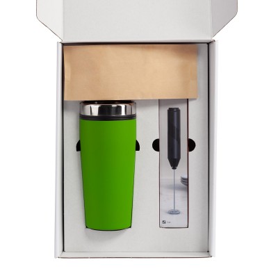 Набор: термостакан 500мл, кофе и капучинатор, зеленое яблоко