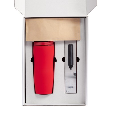 Набор: термостакан 400мл, кофе и капучинатор, красный