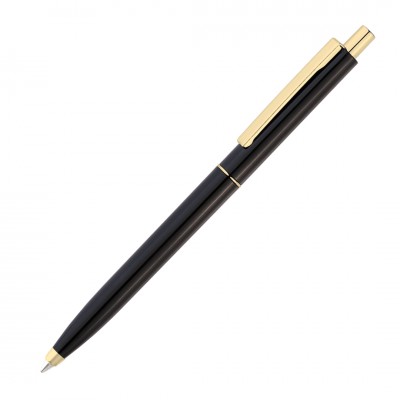 Ручка шариковая, пластик, черная с золотом