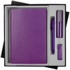 Набор: ежедневник, аккумулятор, флешка и ручка, фиолетовый