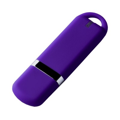 Флешка 64Гб пластик с покрытием soft-touch, фиолетовая