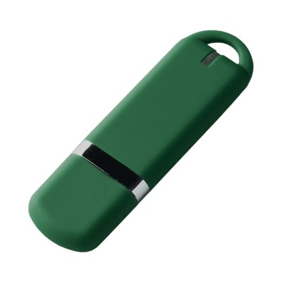 Флешка 16Гб пластик с покрытием soft-touch, зеленая