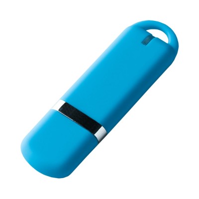 Флешка 64Гб пластик с покрытием soft-touch, голубая