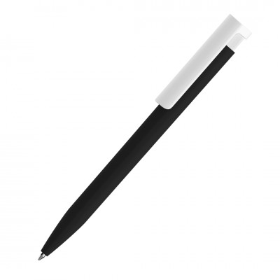 Ручка шариковая с покрытием софт-тач, черная с белым