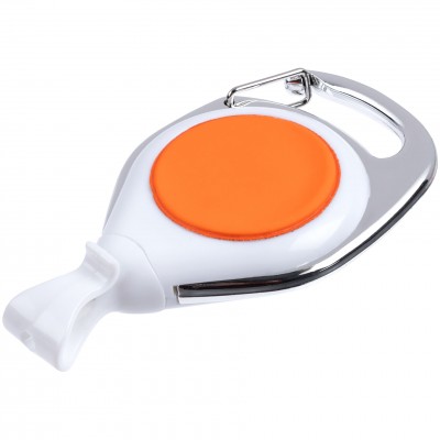 Ретрактор с клипом и карабином, белый с оранжевым