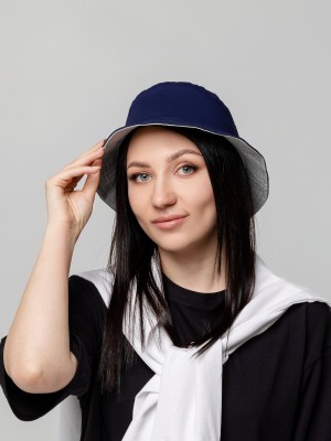 Панама двусторонняя хлопок 220г/м², синяя с серым