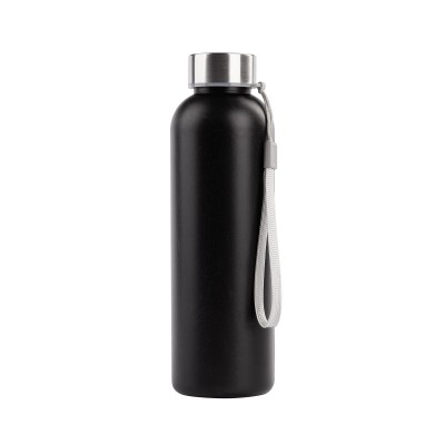 Бутылка для воды 600мл, пластик/растительные волокна, черный