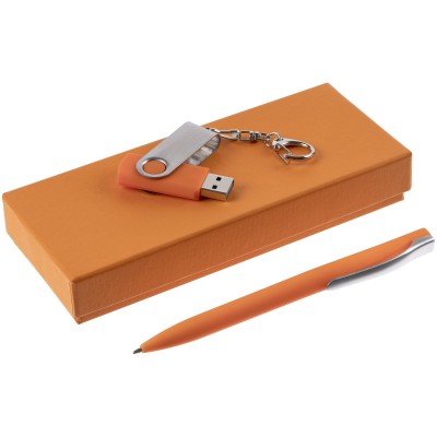 Набор: флешка 8Гб и ручка шариковая, оранжевый