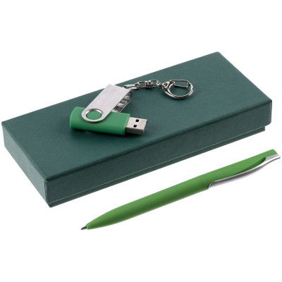 Набор: флешка 8Гб и ручка шариковая, зеленый