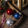 Шар новогодний 8см с блестками, зеленый