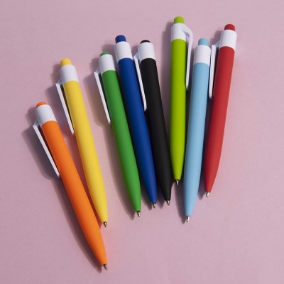 Ручка шариковая soft touch пластик, зеленое яблоко