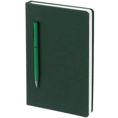 Ежедневник с ручкой недатированный 13х21см, зеленый