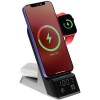 Зарядная станция c часами для смартфона, часов и наушников, черная