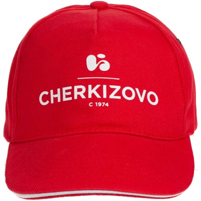 Бейсболка 340г/м², красная с белым кантом