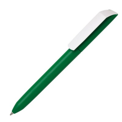 Ручка шариковая зеленая с белым клипом