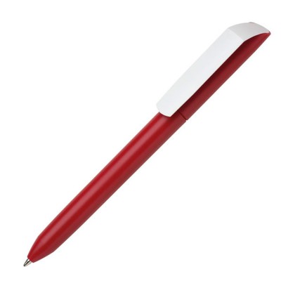 Ручка шариковая красная с белым клипом