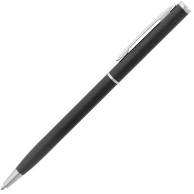 Ручка шариковая SLIM SILVER, металл, матовая черная