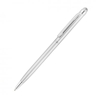 Ручка шариковая, стилус, металл, серебристая