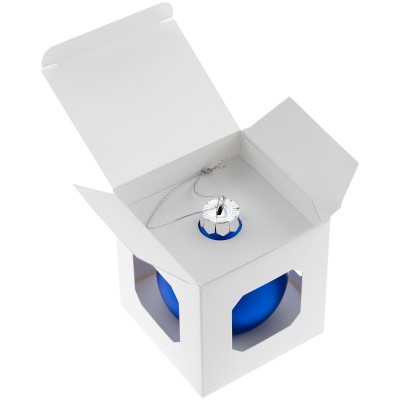 Елочный шар 8см в коробке, стекло, матовый синий